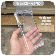 Ốp chống sốc cho Redmi K60 - K60 Pro, nhựa dẻo TPU trong che camera