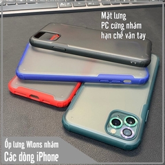 Ốp lưng chống sốc cho iPhone 12-12 Pro-12 Pro Max-11-11 Pro-11 Pro Max-X-XS-XR-XS Max-7Plus-8Plus nhám viền màu WLONS