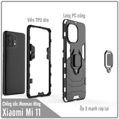 Ốp lưng cho Xiaomi Mi 11 iRON MAN IRING Nhựa PC cứng viền dẻo chống sốc