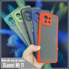 Ốp lưng cho Xiaomi Mi 11 nhám viền màu che camera