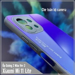 Ốp lưng cho Xiaomi Mi 11 Lite gương cứng 2 màu Gradient Ver 2 , viền TPU dẻo đen