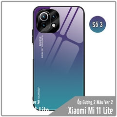 Ốp lưng cho Xiaomi Mi 11 Lite gương cứng 2 màu Gradient Ver 2 , viền TPU dẻo đen