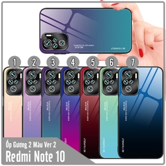 Ốp lưng cho Xiaomi Redmi Note 10 4G - Redmi Note 10S gương cứng 2 màu Gradient Ver 2 , viền TPU dẻo đen