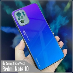 Ốp lưng cho Xiaomi Redmi Note 10 4G - Redmi Note 10S gương cứng 2 màu Gradient Ver 2 , viền TPU dẻo đen