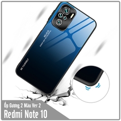 Ốp lưng cho Xiaomi Redmi Note 10 4G - Redmi Note 10S gương cứng 2 màu Gradient Ver 2 , viền TPU dẻo đen