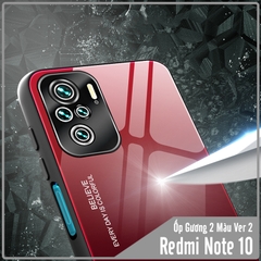 Ốp lưng cho Xiaomi Redmi Note 10 4G - Redmi Note 10S gương cứng 2 màu Gradient Ver 2 , viền TPU dẻo đen