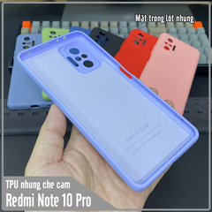 Ốp lưng cho Xiaomi Redmi Note 10 Pro, nhựa TPU dẻo màu lót nhung che camera