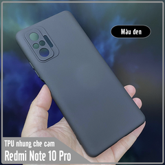 Ốp lưng cho Xiaomi Redmi Note 10 Pro, nhựa TPU dẻo màu lót nhung che camera