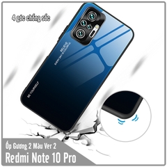 Ốp lưng cho Xiaomi Redmi Note 10 Pro gương cứng 2 màu Gradient Ver 2 , viền TPU dẻo đen