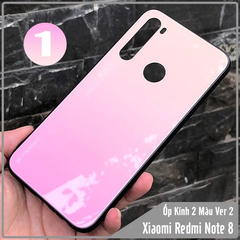 Ốp lưng Xiaomi Redmi Note 8 gương cứng 2 màu Gradient Ver 2 , viền TPU dẻo đen