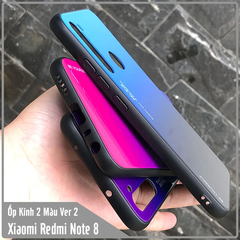 Ốp lưng Xiaomi Redmi Note 8 gương cứng 2 màu Gradient Ver 2 , viền TPU dẻo đen