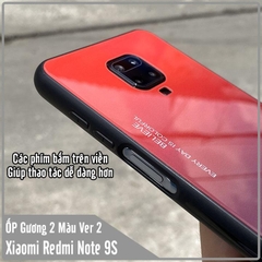 Ốp lưng cho Xiaomi Redmi Note 9S - Note 9 Pro gương cứng 2 màu Gradient Ver 2 , viền TPU dẻo đen
