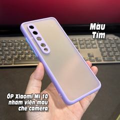 Ốp lưng cho Xiaomi Mi 10 nhám viền màu che camera