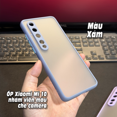 Ốp lưng cho Xiaomi Mi 10 nhám viền màu che camera