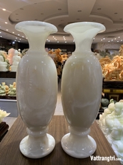 Cặp lục bình bạch ngọc onyx trắng 60cm
