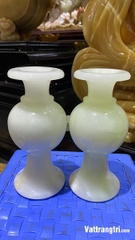 Cặp lục bình chiêu hút tài lộc ngọc onyx trắng 19cm