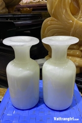 Cặp lục bình chiêu hút tài lộc ngọc onyx trắng 19.5cm