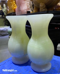 Cặp lục bình tài lộc ngọc onyx trắng 19.5cm