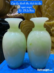 Cặp lục bình thu hút tài lộc ngọc onyx xanh 19.5cm