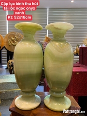 Cặp lục bình thu hút tài lộc ngọc onyx xanh 52cm