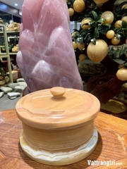 Hũ có nắp ngọc hoàng long vàng 18cm