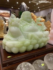 Thần tài di lặc ngọc onyx xanh 68cm