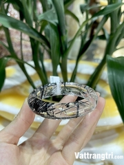 Vòng tay bản liền thạch anh tóc đen vip 15.8mm