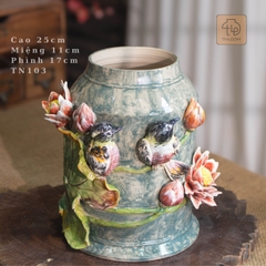 Bình Đắp Đôi Chim Uyên Ương Vuốt Tay Độc Bản - TN103