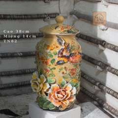 Bình Đắp Hoa Mẫu Đơn Và Đôi Chim Vuốt Tay Độc Bản - TN82