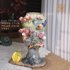Dáng Chân Đèn Đắp Hoa Lan Vuốt Tay Độc Bản - TN85
