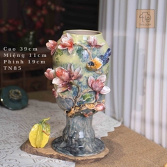 Dáng Chân Đèn Đắp Hoa Lan Vuốt Tay Độc Bản - TN85