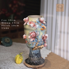 Dáng Chân Đèn Đắp Hoa Lan Vuốt Tay Độc Bản - TN86