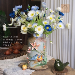 Bình Đắp Đôi Chim Uyên Ương Vuốt Tay Độc Bản - TN97