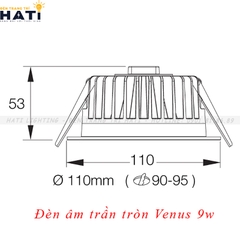 Đèn âm trần tròn Venus 9w