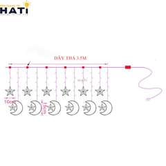 Đèn thả 12 trăng sao rèm 3m ngoài trời