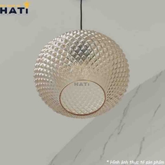 Đèn thả đơn thủy tinh chao trà hình tròn,  vân nổi - HTB 3222G