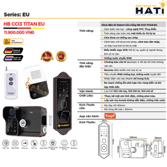 Khóa vân tay Hubert cửa cổng CC13 TITAN EU