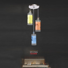 Đèn thả 3 thủy tinh 3 màu , họa tiết cá chép