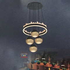 Đèn thả led vòng tròn vương miện + 4 chao tròn