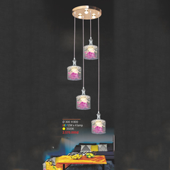 Đèn thả 4 led chao 2 lớp, bông hoa tím