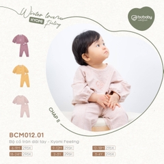 Bộ cổ tròn dài tay Bu baby - Kyomi Feeling (6-9M, 9-12M, 12-18M, 18-24M), (Hoạt tiết Hồng Đậm, Vàng, Hồng)