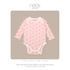 Body Nous suit dài tay màu hồng in họa tiết quả cherry từ 3 dến 18 tháng