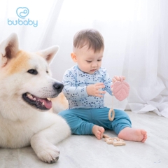 Bộ cài vai dài tay Bu baby - Bambus Puppie (6-9M, 9-12M, 12-18M, 18-24M), (Họa tiết Xanh Lá, họa tiết Hồng, họa tiết Xanh Đậm)