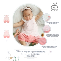 JS066 Bộ body cộc tay La Pomme Hoa ren (3M, 6M, 9M, 12M)