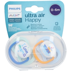 Ti giả Avent Ultra air Happy set 2 chiếc cho bé 0-6M và 6-18M