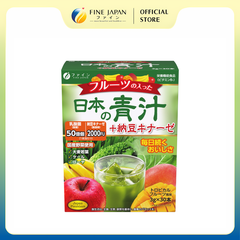 Bột rau xanh Japanese Fruit & Natto Kinase FINE JAPAN bổ sung chất xơ và điều hoà huyết áp hộp 30 thanh