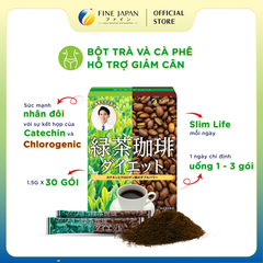 Trà cà phê hỗ trợ giảm cân Green tea & Diet coffee FINE JAPAN đẩy nhanh quá trình đốt cháy mỡ thừa hộp 30 gói