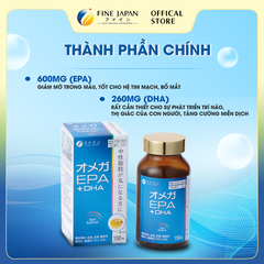 [Chức năng] Viên uống dầu cá FFC Omega EPA & DHA FINE JAPAN hỗ trợ giảm mỡ máu lọ 150 viên