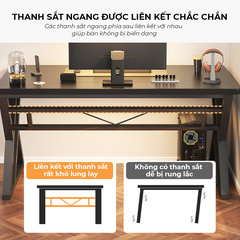 Bàn Gaming chân X, Bàn Làm Việc chân sắt sơn tĩnh điện, mặt gỗ MDF BH-089