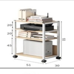 Giá sách khung sắt 5 tầng màu gỗ sáng, kệ để sách mặt gỗ MDF dễ lau chùi có bánh xe di chuyển thông minh